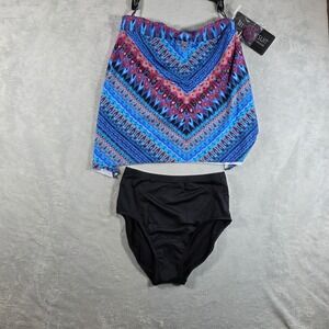 Miraclesuit Casablanca Bandini Tankini Top & Bottom Set Blue Size 10